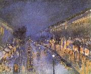 Camille Pissarro The Boulevard Montmartre at Night oil painting